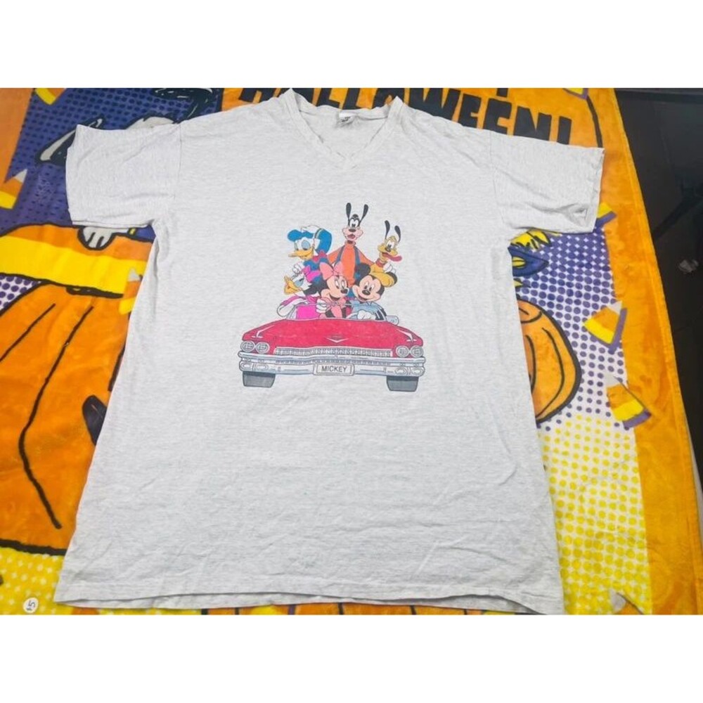 Vintage 90s Disney Store Mickey Mouse Friends Cadillac Car Double Sided T-Shirt